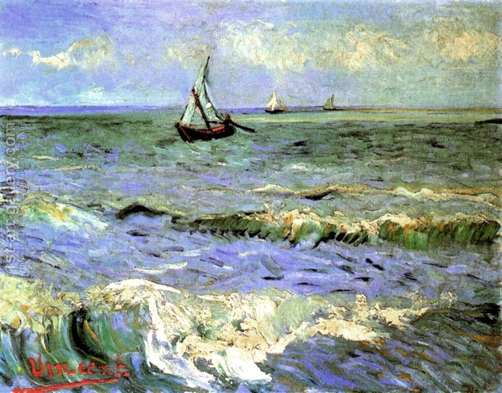 1000x784 Seascape At Saintes Maries Ii Vincent Van Gogh Reproduction 1st - Van Gogh Boat Painting