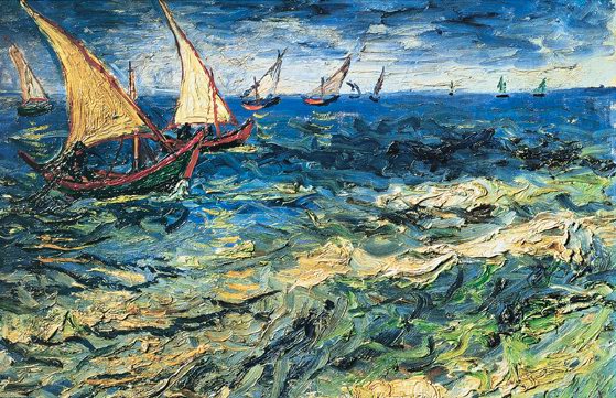 559x361 Fishing Boats - Van Gogh Boat Painting