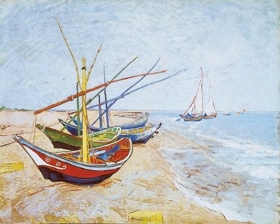 400x320 Fishing Boats On The Beach - Van Gogh Boat Painting