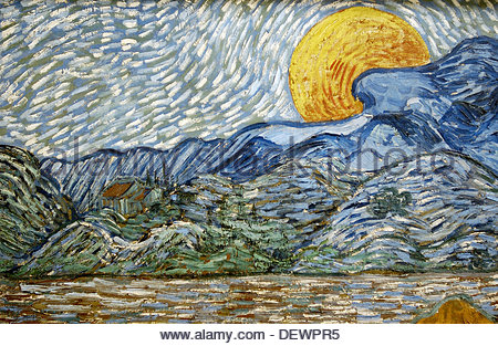 450x313 Vincent Van Gogh Evening Landscape With Rising Moon Stock Photo - Van Gogh Moon Painting