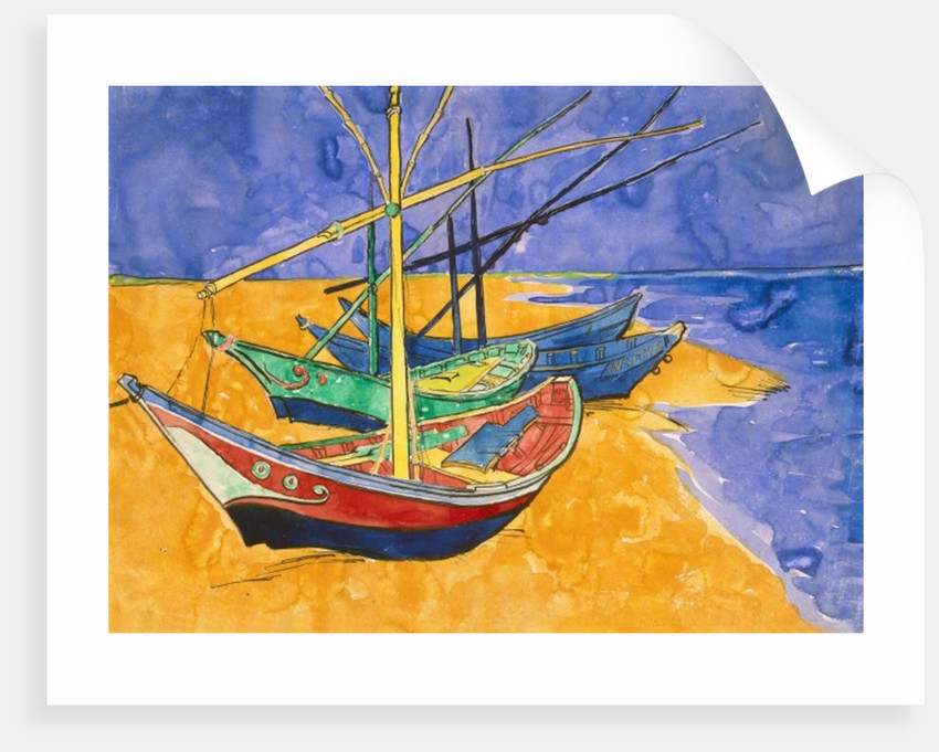 850x681 Fishing Boats On The Beach - Van Gogh Sailboat Painting