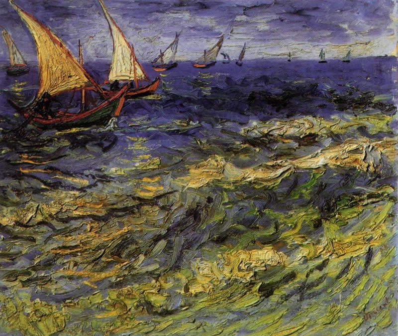 800x674 Vincent Van Gogh Seascape - Van Gogh Sailboat Painting