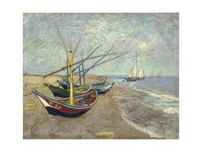 400x300 Fishing Boats On The Beach - Van Gogh Sailboat Painting