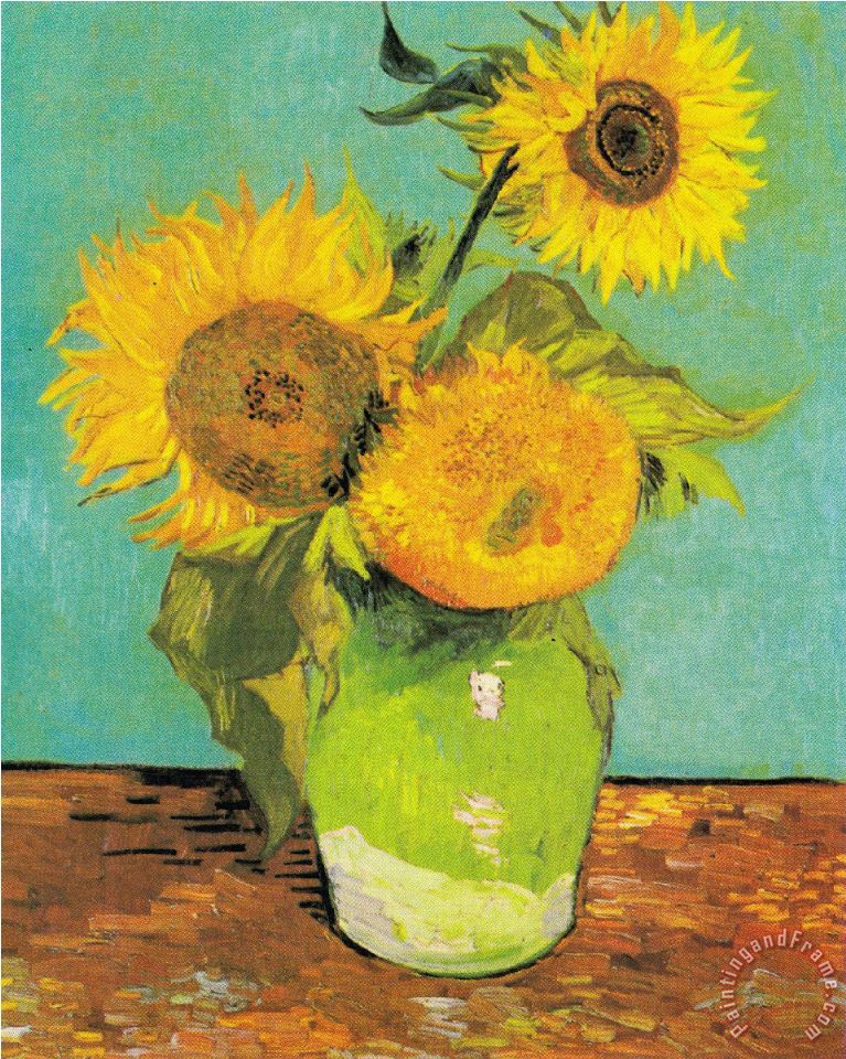 767x960 Vincent Van Gogh Three Sunflowers In A Vase Painting - Van Gogh Sunflower Painting