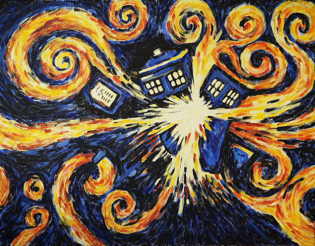 1024x800 Exploding Tardis Inspired By Doctor Who Amp Vincent Van - Van Gogh Tardis Painting