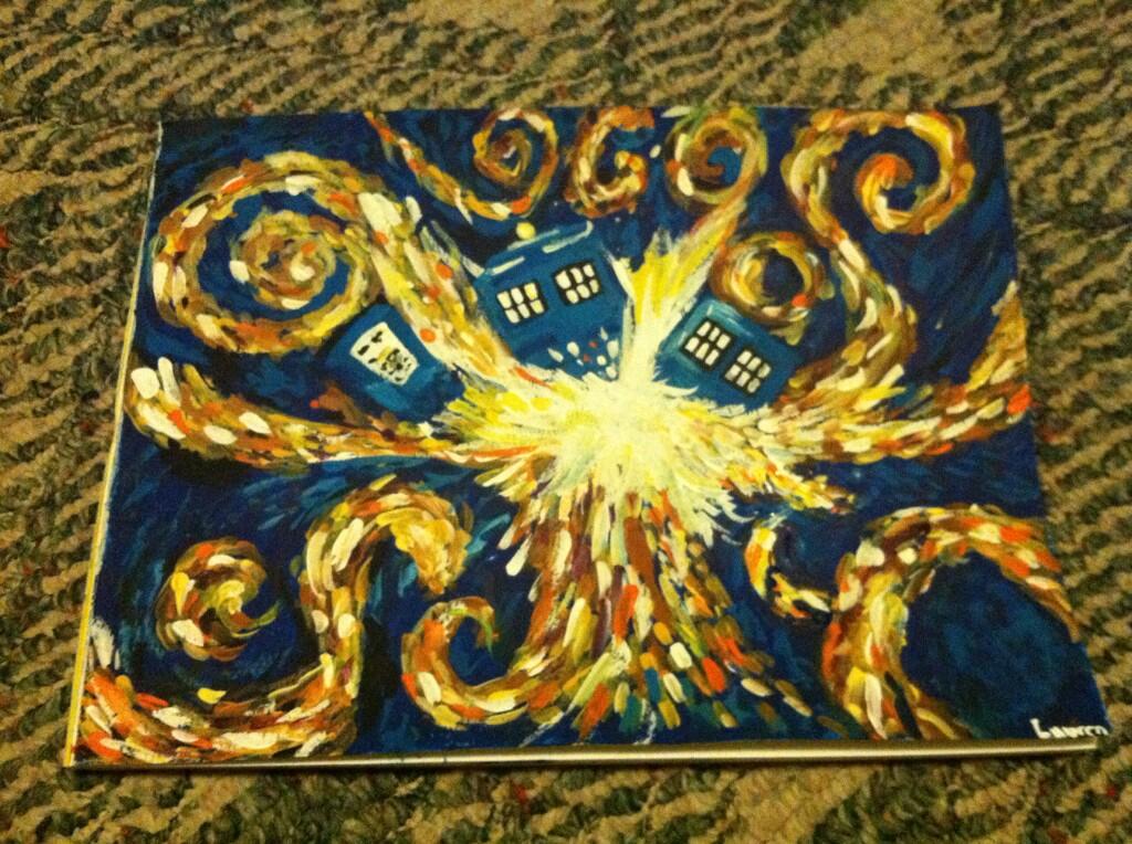 1024x764 My Girlfriend Painted Van Gogh's Exploding Tardis For Me. D - Van Gogh Tardis Painting
