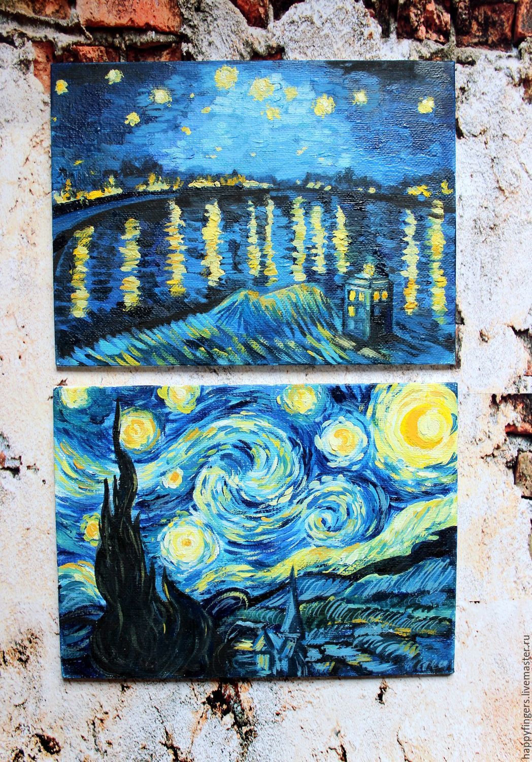 1048x1500 Oil Painting Starry Night And The Tardis Van Gogh Free Copy - Van Gogh Tardis Painting