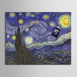 300x300 Starry Night Van Gogh Tardis Wall Art Print Painting On Canvas No - Van Gogh Tardis Painting