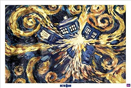 425x284 Doctor Who Exploding Tardis Tv Poster Print Van Gogh - Van Gogh Tardis Painting