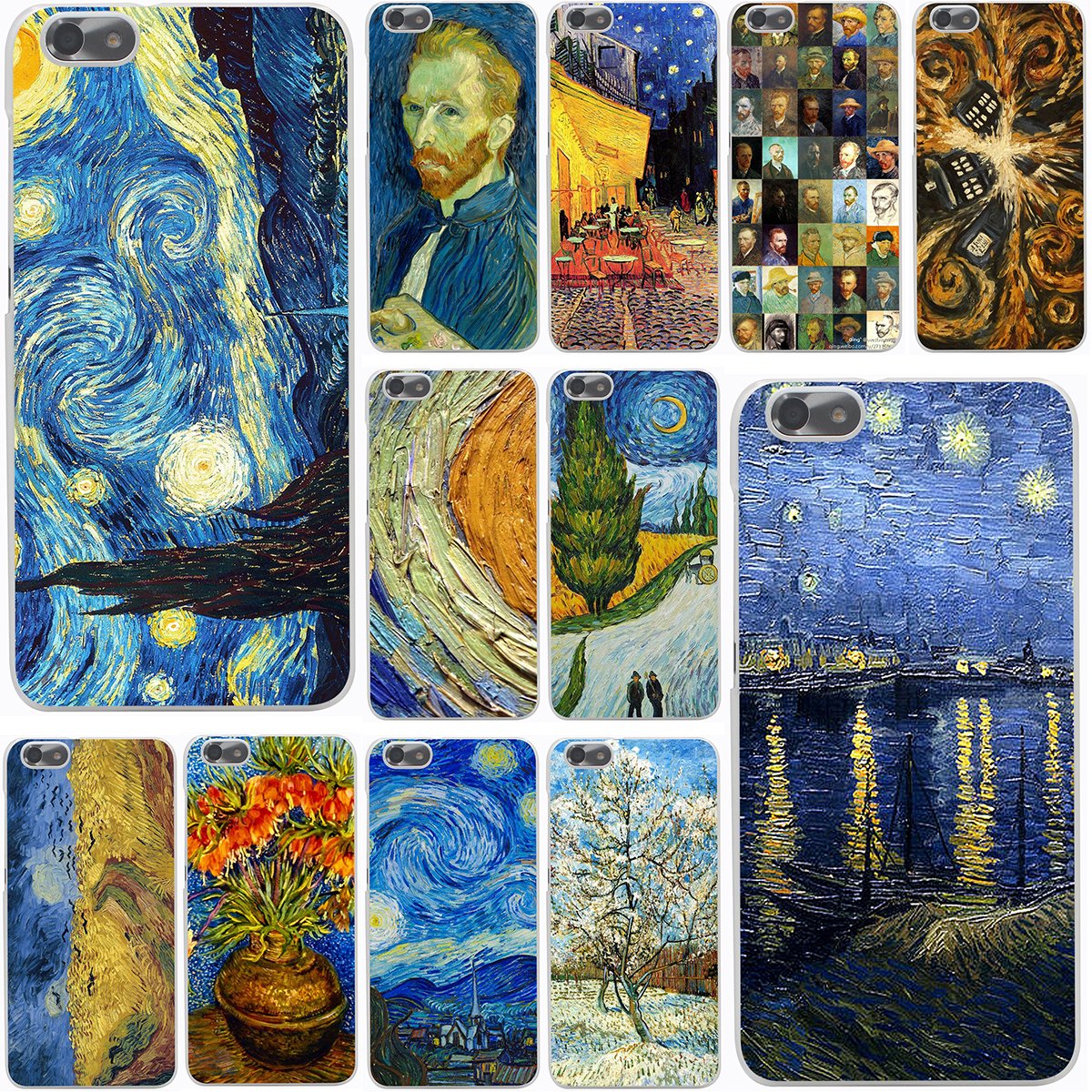 1200x1200 Van Gogh Tardis Hard Phone Case For Huawei P10 P9 Plus P8 Lite - Van Gogh Tardis Painting