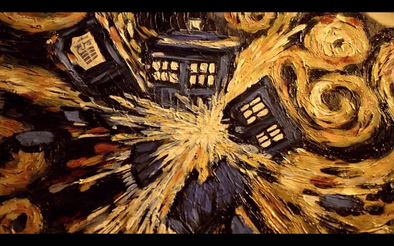 1280x800 Brown And Black Abstract Painting, Doctor Who, Tardis, Vincent Van - Van Gogh Tardis Painting
