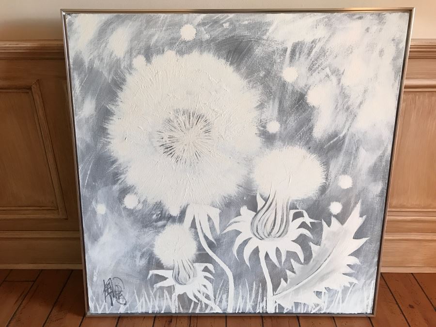 900x675 Vintage 1969 Vanguard Studios Bevelry Hills Painting Of Dandelion - Vanguard Painting