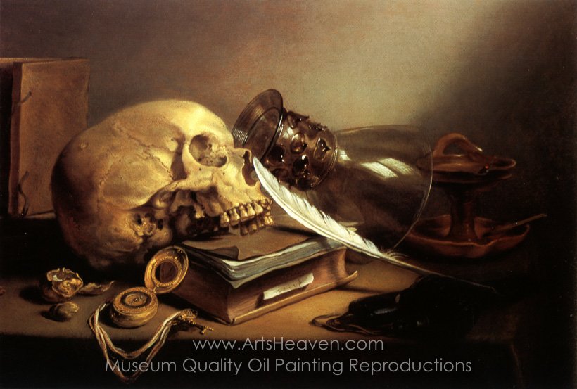 820x553 Reproduction Painting Pieter Claesz A Vanitas Still Life, Hand - Vanitas Still Life Painting