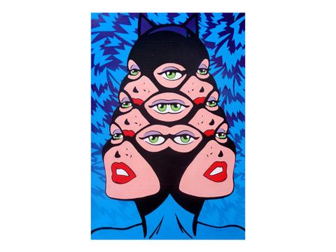480x360 Trippy Dc Comics' Catwoman Pop Art Painting For Sale Palm Treat - Vaporwave Painting