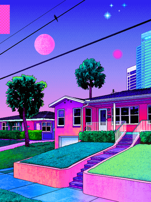 500x667 Video Garden Photography Gardens, Vaporwave - Vaporwave Painting
