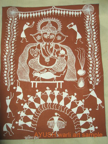 375x500 Warli Painting With Customized Themes, Warli Painting On Canvas - Varli Painting