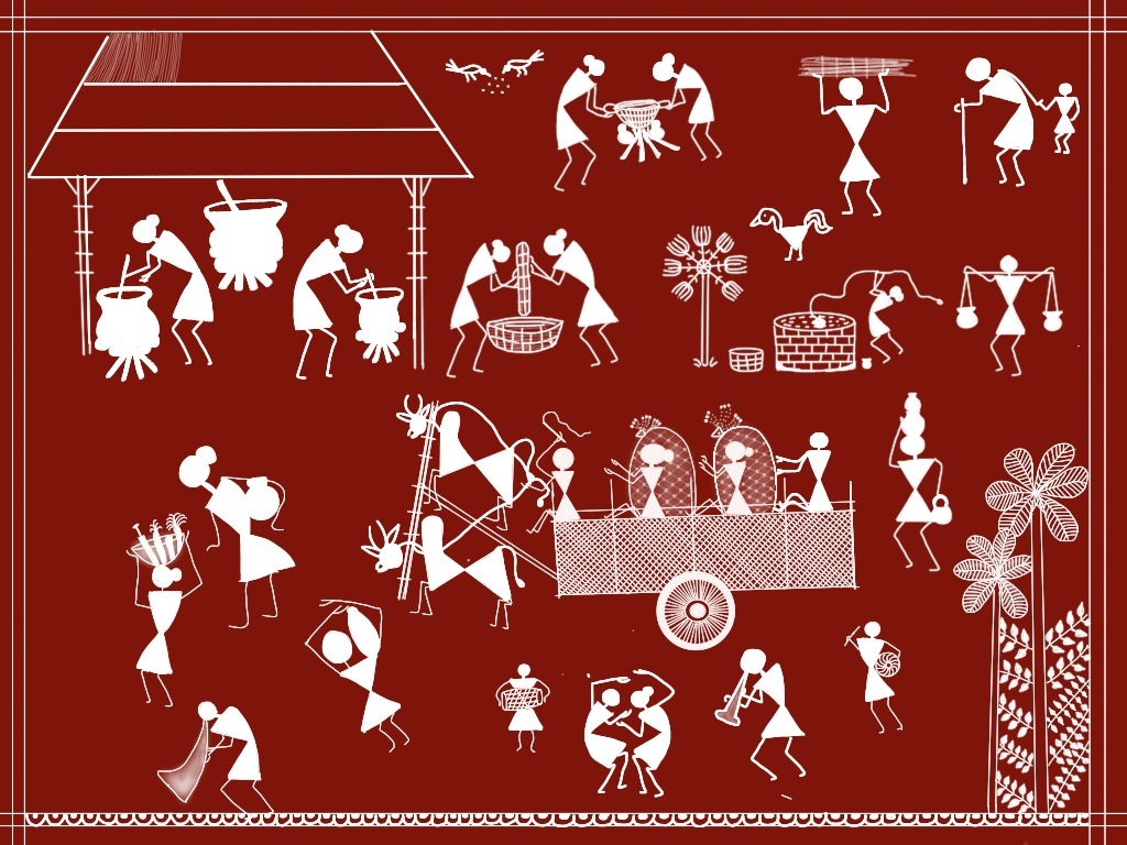 1024x768 Warli Paintings - Varli Painting