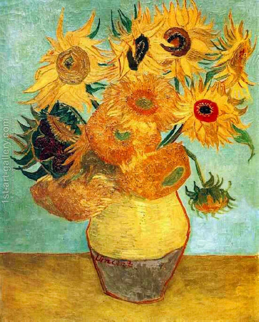 900x1119 Vase With Twelve Sunflowers Ii Vincent Van Gogh Reproduction 1st - Vase Flower Painting