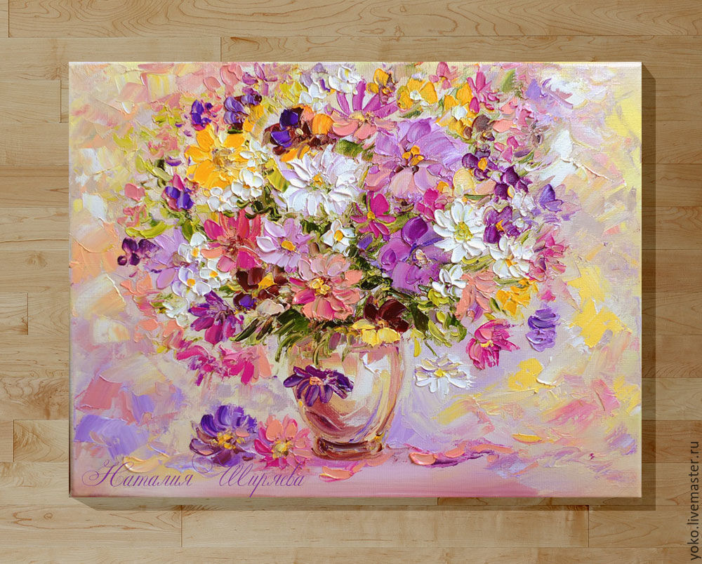 1000x804 A Bouquet Of Cosmos In A Vase Oil Painting On Canvas Shop - Vase Flower Painting