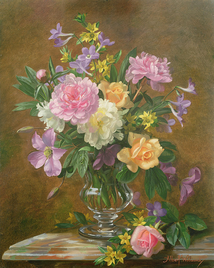 717x900 Vase Of Flowers Painting By Albert Williams - Vase Of Flowers Painting