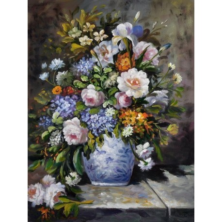 458x458 Vase Of Flowers By Pierre Auguste Renoir Oil Painting Reproductions - Vase Of Flowers Painting