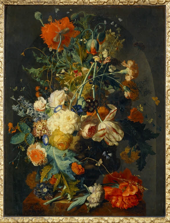 586x768 Vase Of Flowers In A Niche Louvre Museum Paris - Vase Of Flowers Painting