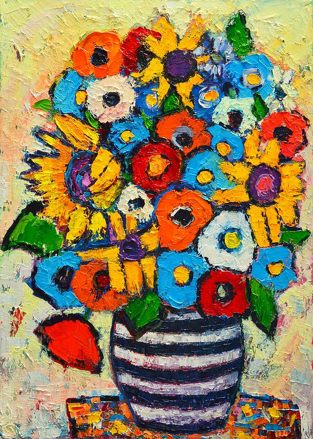 642x900 Abstract Flowers - Vase Of Flowers Painting