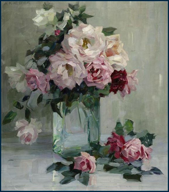 578x658 Painting Of Flowers In Vase - Vase Of Roses Painting