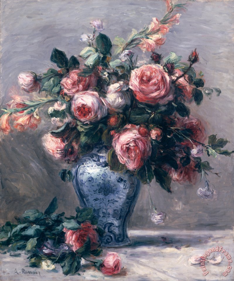 799x960 Pierre Auguste Renoir Vase Of Roses Painting - Vase Of Roses Painting