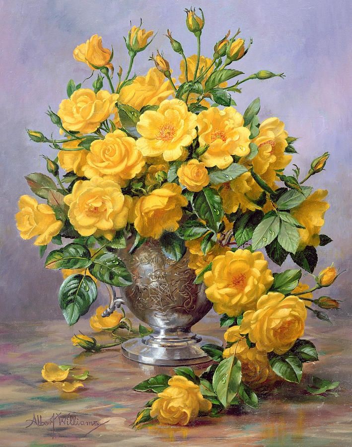 709x900 Pin By Ahmed Kayat On Les Roses Art Flowers - Vase Of Roses Painting