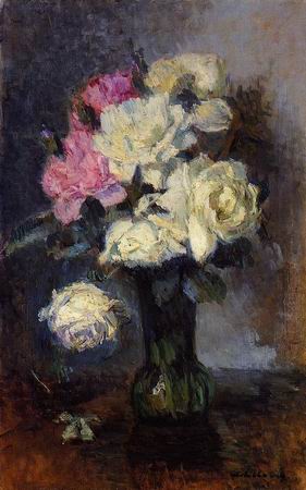 281x450 Bouquet Of Roses In A Vase Painting, Alebourg Albert Paintings - Vase Of Roses Painting