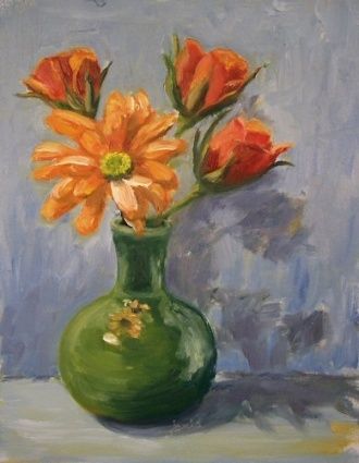 330x425 Flower In Vase Painting Beautiful Flower Vase - Vase Painting
