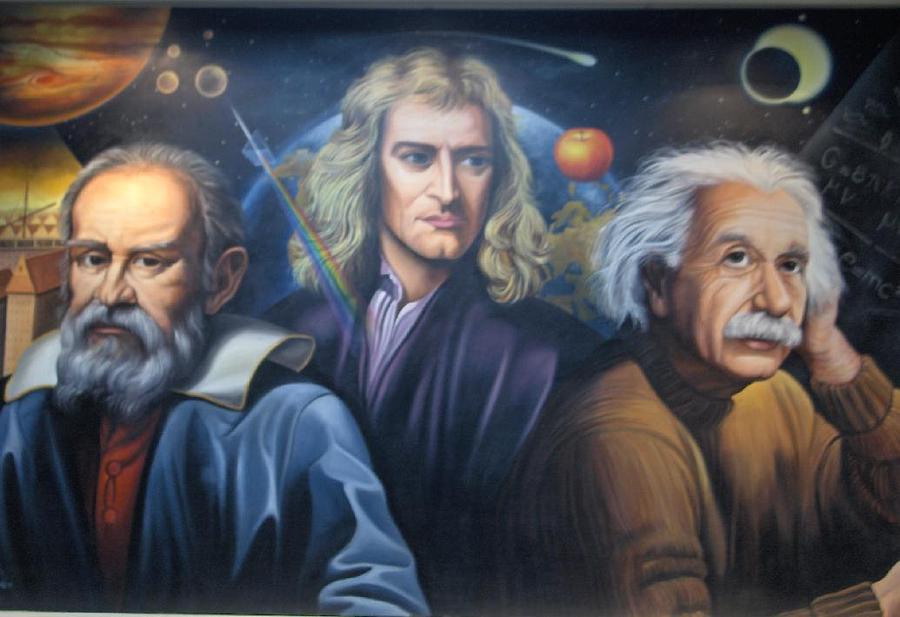 900x617 Three Great Scientists Painting By Maugdo Vasquez - Vasquez Painting