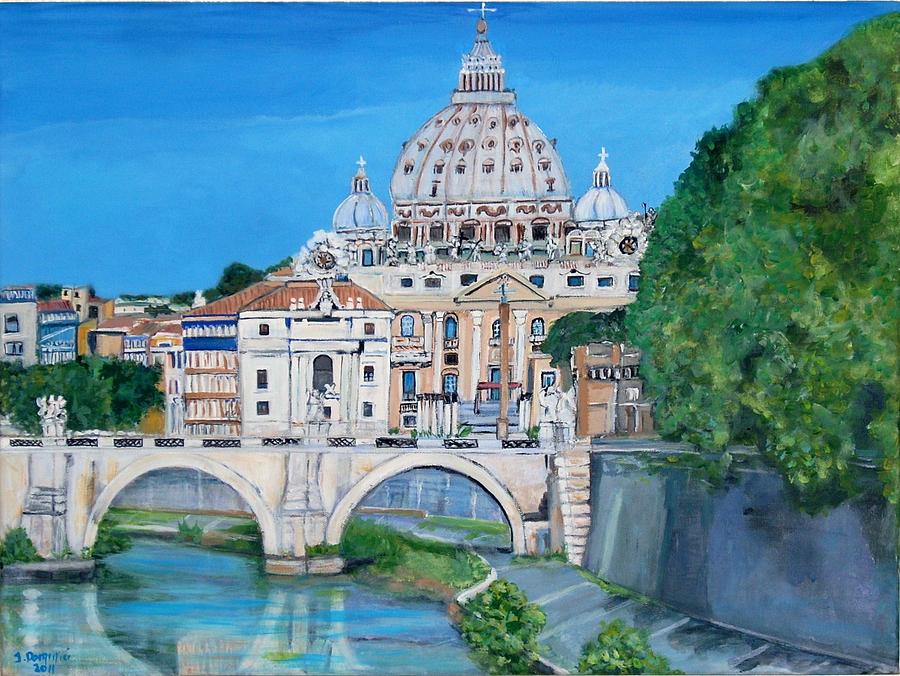 900x676 View Of The Vatican City In Rome Painting By Teresa Dominici - Vatican City Painting