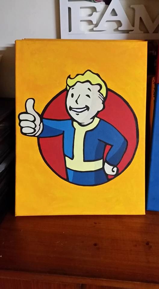 528x960 Handpainted Canvas - Vault Boy Painting