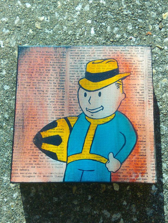 570x755 Original Acrylic Fallout Vault Boy Painting - Vault Boy Painting