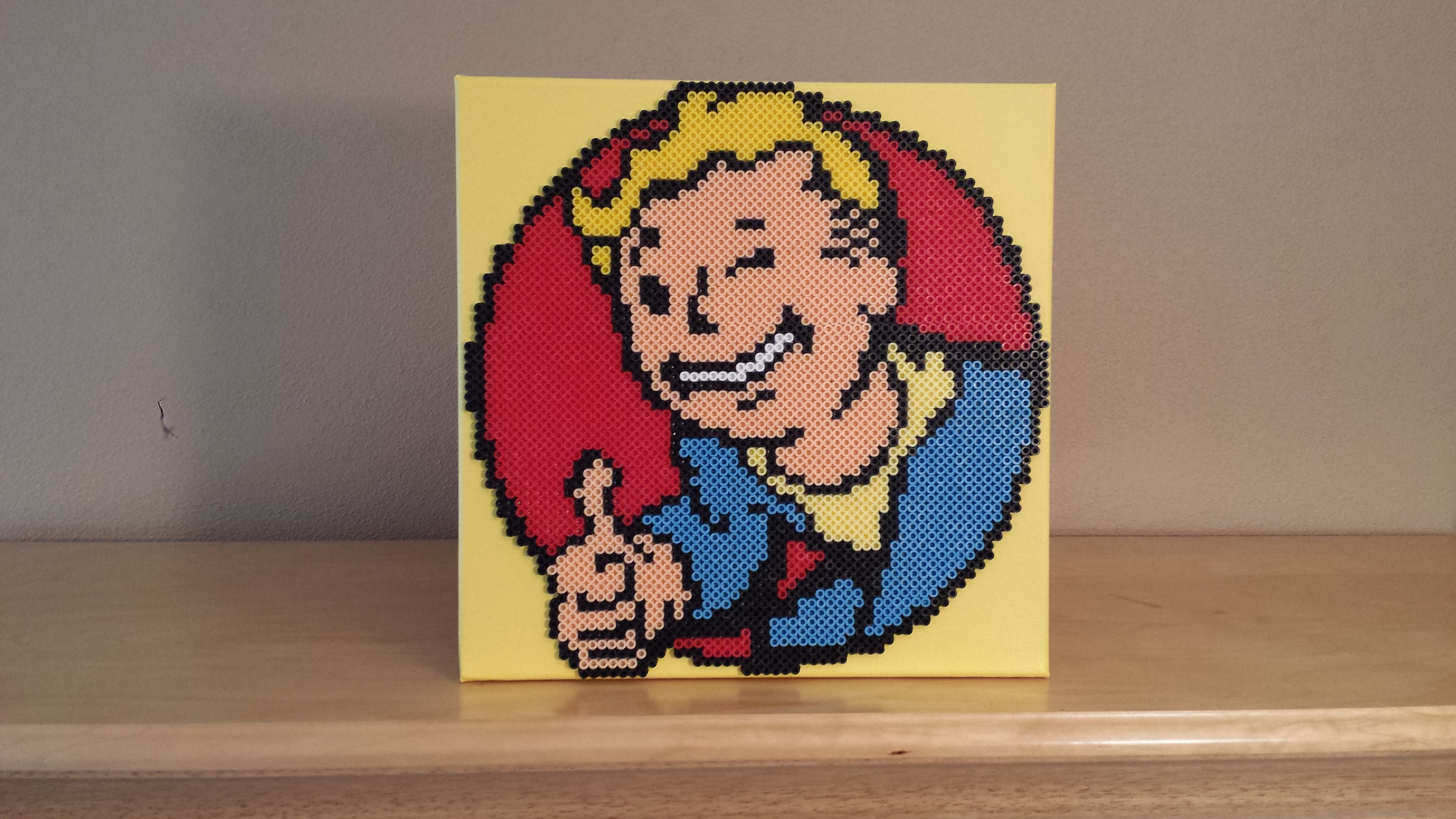 4128x2322 Vault Boy Perler Bead Art Fo4 - Vault Boy Painting