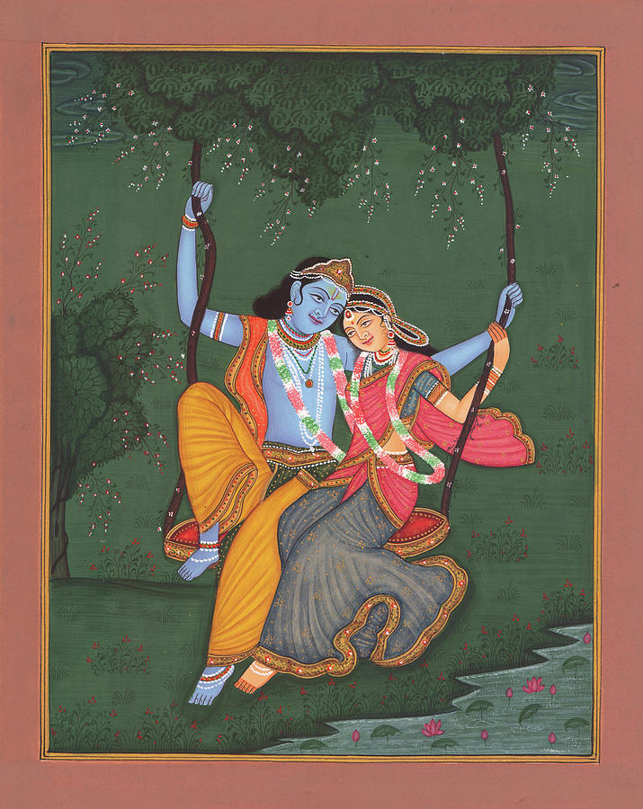 715x900 Radha Krishna Painting Hindu God Hindu Vedic Art, Indian Miniature - Vedic Painting