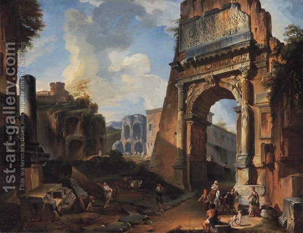 600x462 Veduta Ideata Con L'Arco Di Tito Giovanni Paolo Panini - Veduta Painting