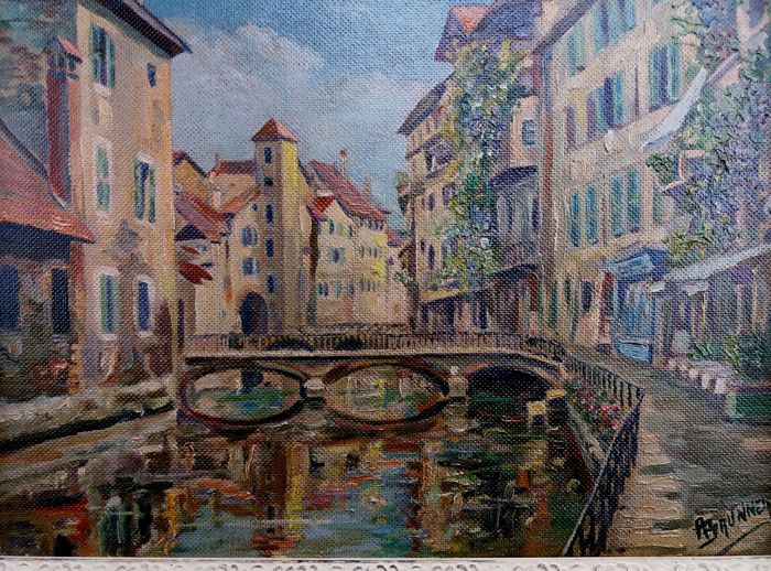 700x518 Continental School (20th Century) Signed Brunner - Veduta Painting