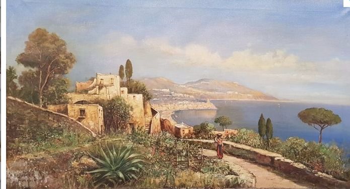 695x377 Edmund Berninger (1843 1909).veduta Di Napoli - Veduta Painting