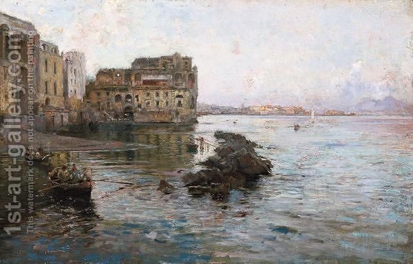 600x384 Golfo Di Napoli, Veduta Di Palazzo Donnanna Gaetano Esposito - Veduta Painting
