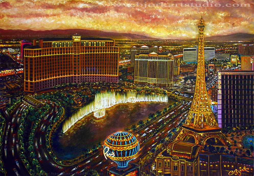 994x689 Original Paintings (Canvas) Las Vegas City Of Magic - Vegas Painting