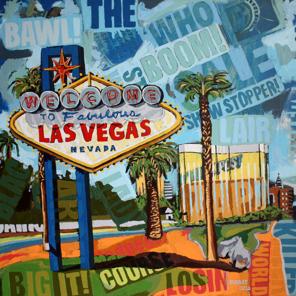 1000x1000 Painting Process Welcome To Las Vegas Sign Updated Borbay - Vegas Painting