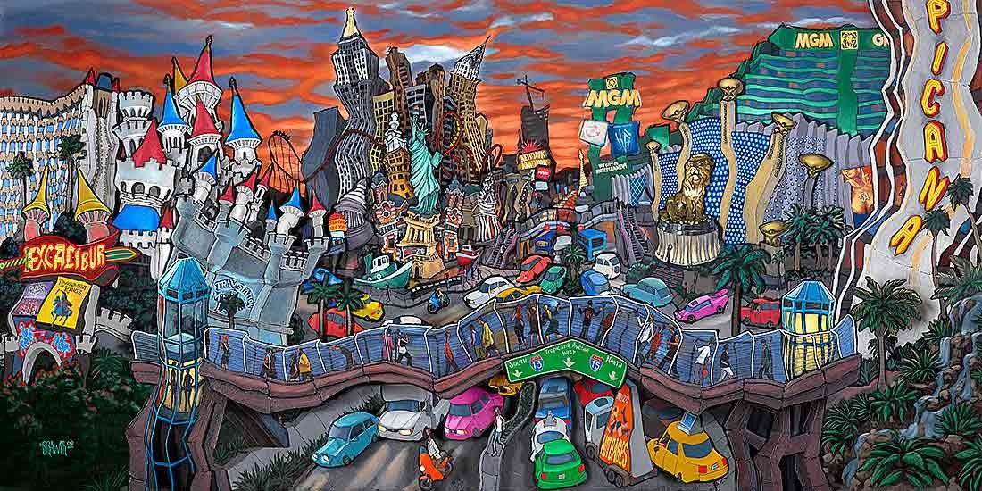1100x550 South Strip Original Painting - Vegas Painting