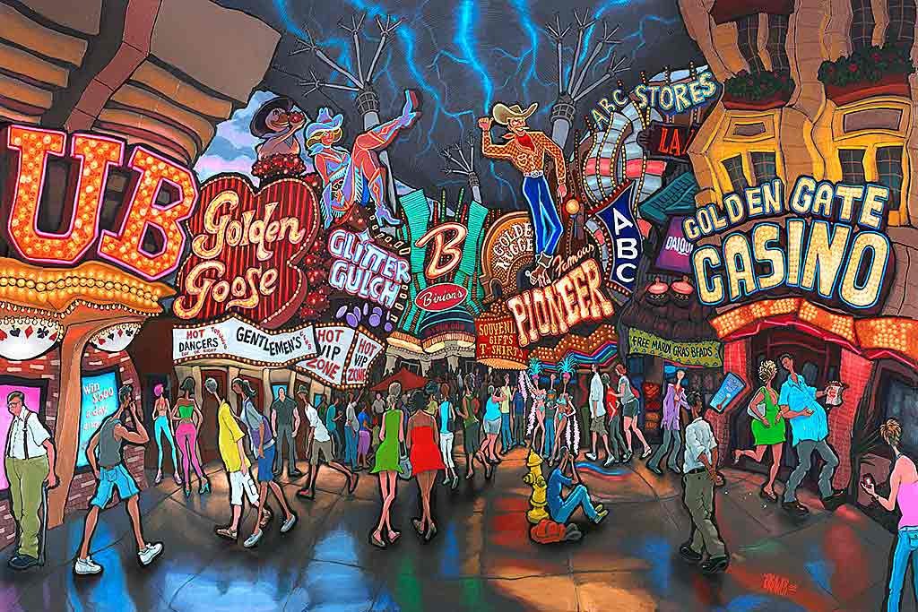 1024x683 Fremont Street Original Painting - Vegas Painting