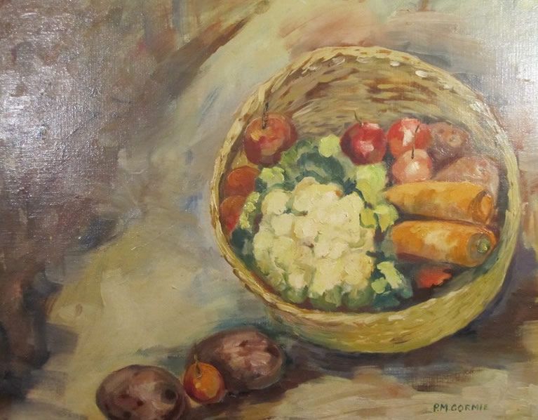 767x598 Oil Paintings - Vegetable Basket Painting
