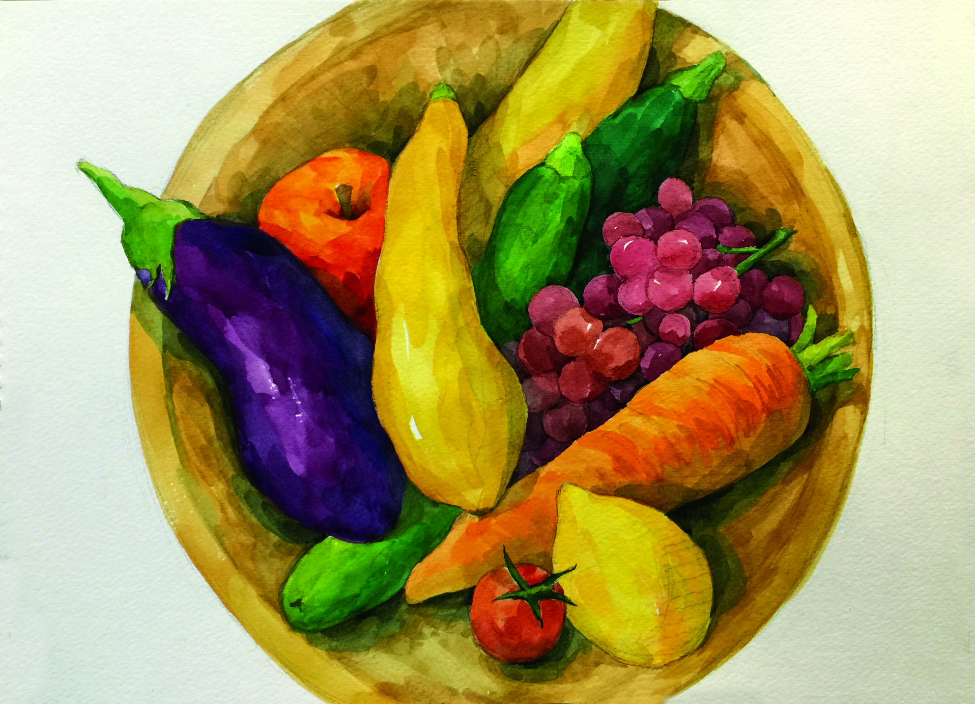 Натюрморт с фруктами и овощами для детей