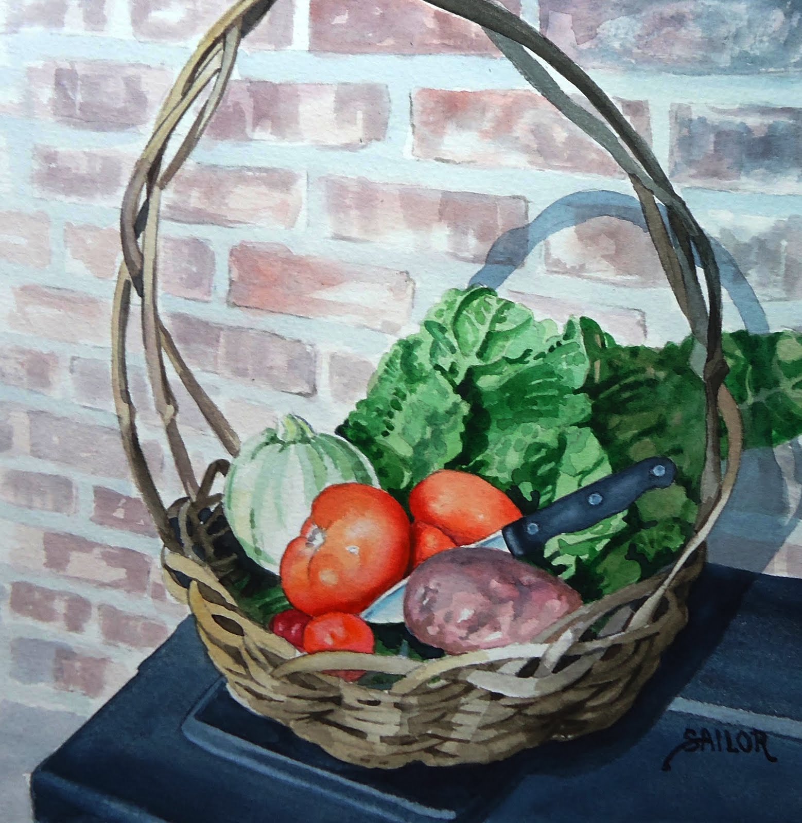 1558x1600 Barb's Daily Creations Basket Of Vegetables - Vegetable Basket Painting