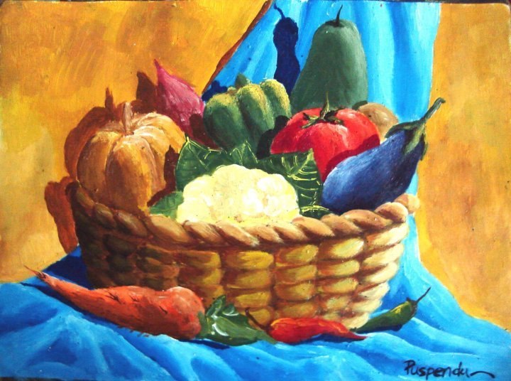 Vegetable Basket Painting at PaintingValley.com | Explore collection of ...